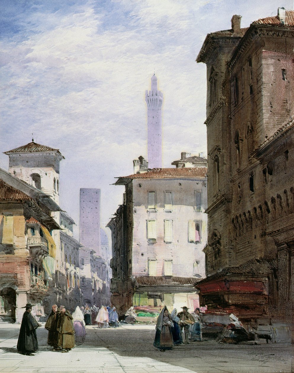Torre inclinada de Bolonha de William Callow
