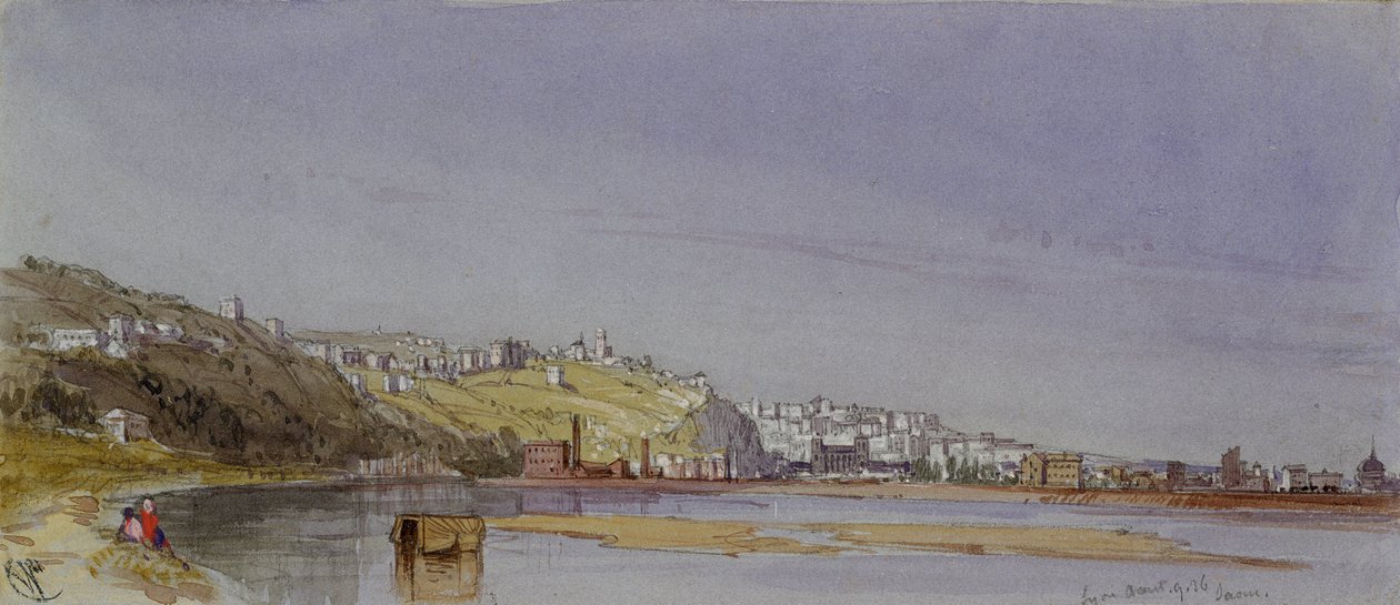 Lyon no Saone e Rhone, 1836 (wc e lápis no papel) de William Callow