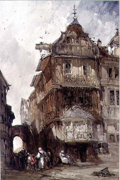 Casas antigas, Bernkastel, na Mosela de William Callow