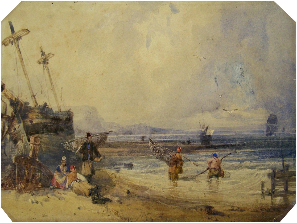 Seascape com cinco figuras de William Callow