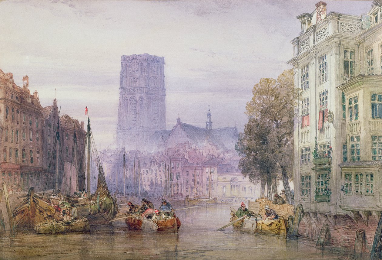 A Grande Igreja de São Lourenço, Roterdão, 1881 (wc over pencil) de William Callow
