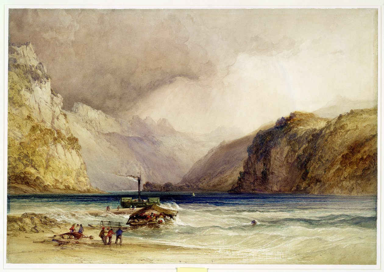 Wallenstadt, de Wesen, Suíça, 1842 (wc e bodycolour em papel tufado) de William Callow