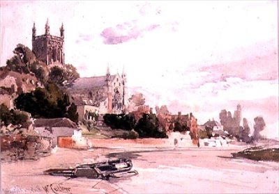 Catedral de Worcester: vista do rio de William Callow