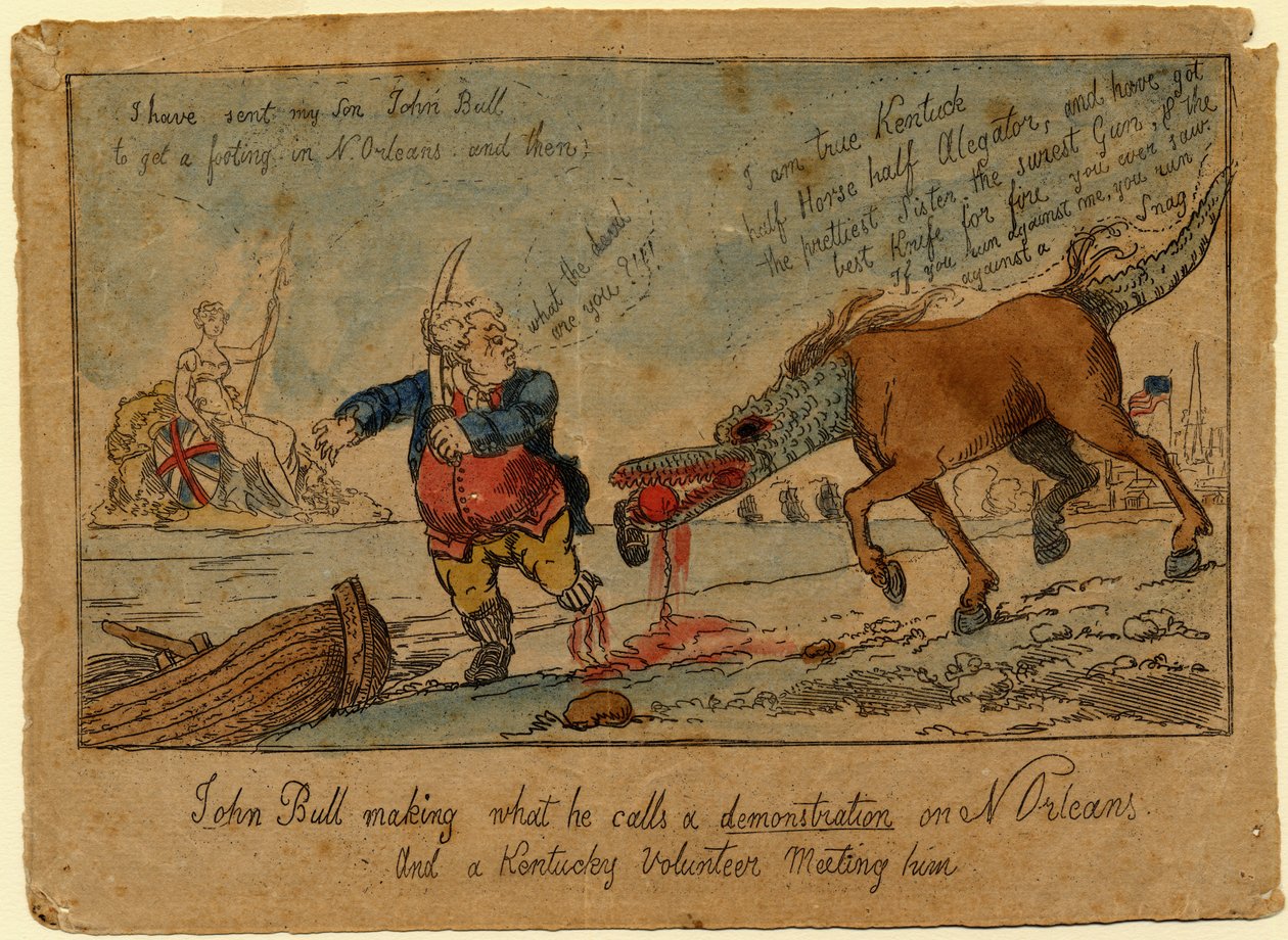John Bull fazendo o que ele chama de uma demonstração, c.1815 (gravura colorida à mão) de William Charles