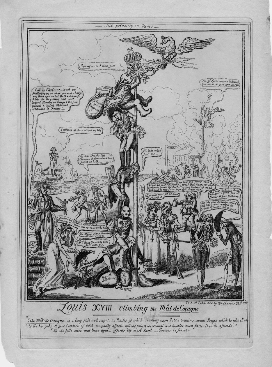 Louis XVIII escalando o tapete de Cocagne de William Charles