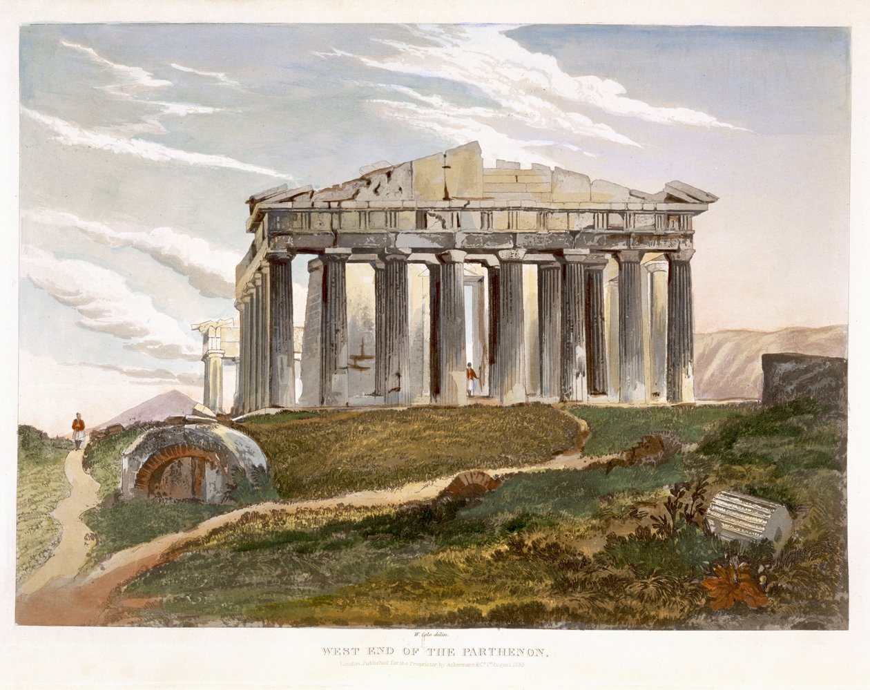 West End do Parthenon, de "Selecionar Vistas dos Restos de Monumentos Antigos na Grécia", publicado por Ackermann, Londres, 1835 de William Cole