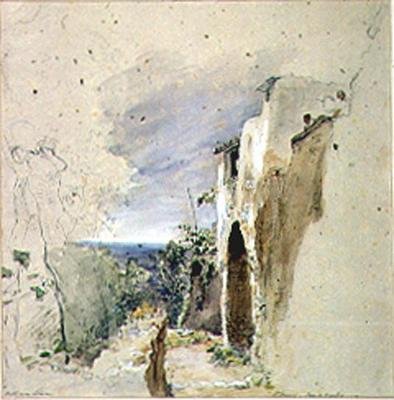 Vista da costa perto de Sorrento, baía de Nápoles de William Collins
