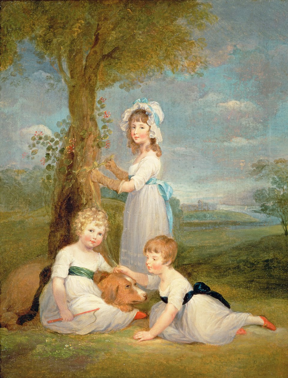 O Conde de Lincoln, Lady Anna Maria e Lady Charlotte Pelham Clinton, as Crianças do 4º Duque de Newcastle de William Collins