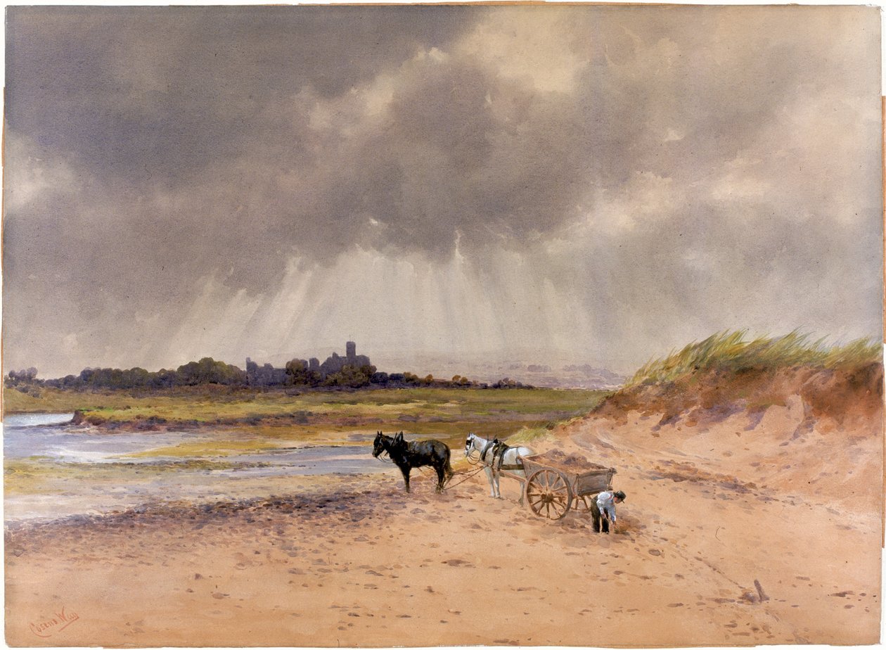 Um dia tempestuoso, Warkworth (bodycolour) de William Cosens Way
