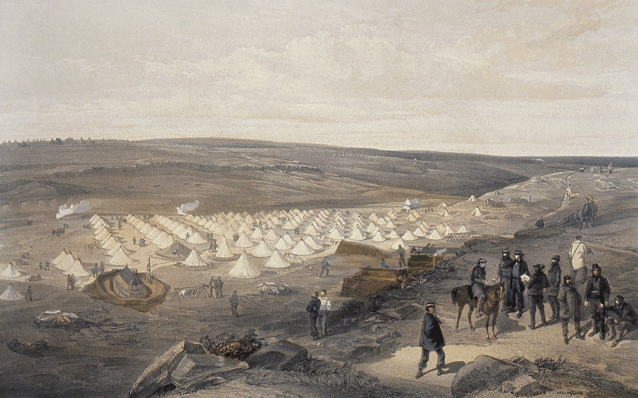 Acampamento da Brigada Naval antes de Sebastopol, 1855 de William Crimea Simpson