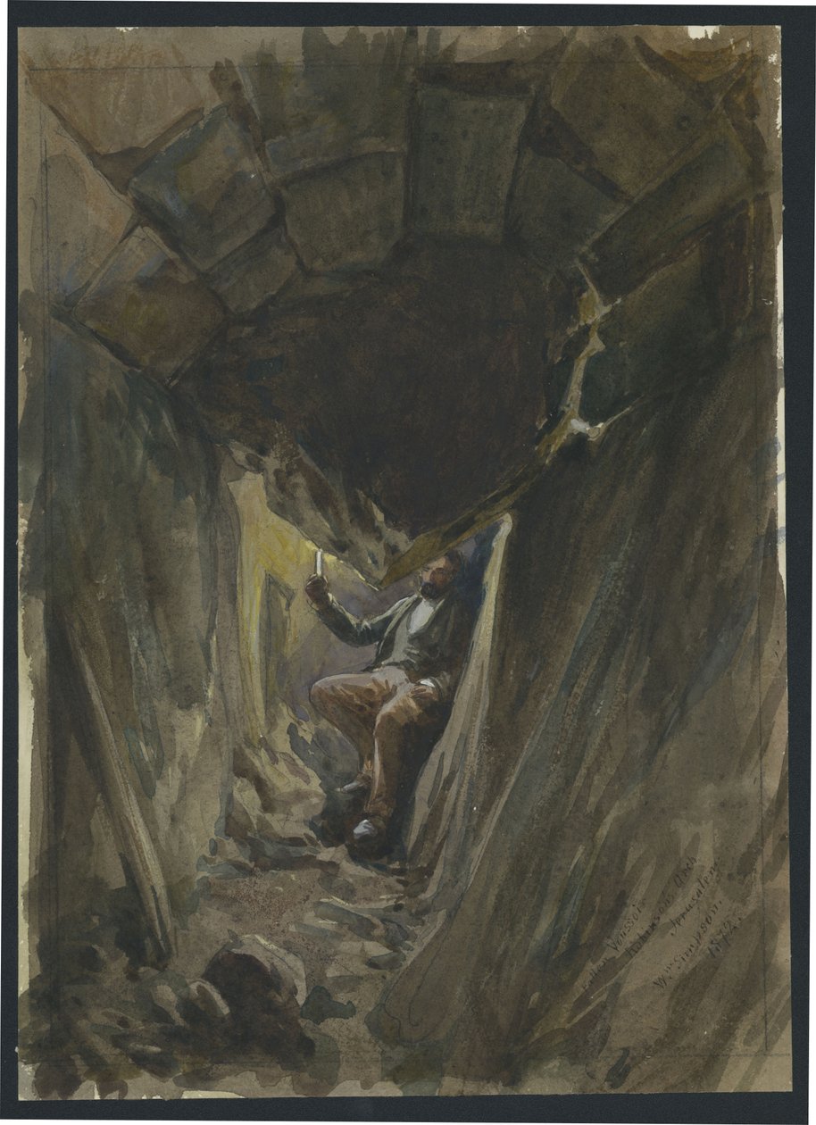 Arco de Robinson Caído Voussoir, Jerusalém (wc e lápis sobre papel) de William Crimea Simpson