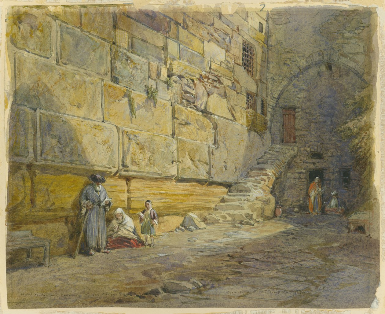 Lintel de Barclay&39;s Doorway, perto de judeus Wailing Place, Jerusalém, 1870 (wc e lápis sobre papel) de William Crimea Simpson