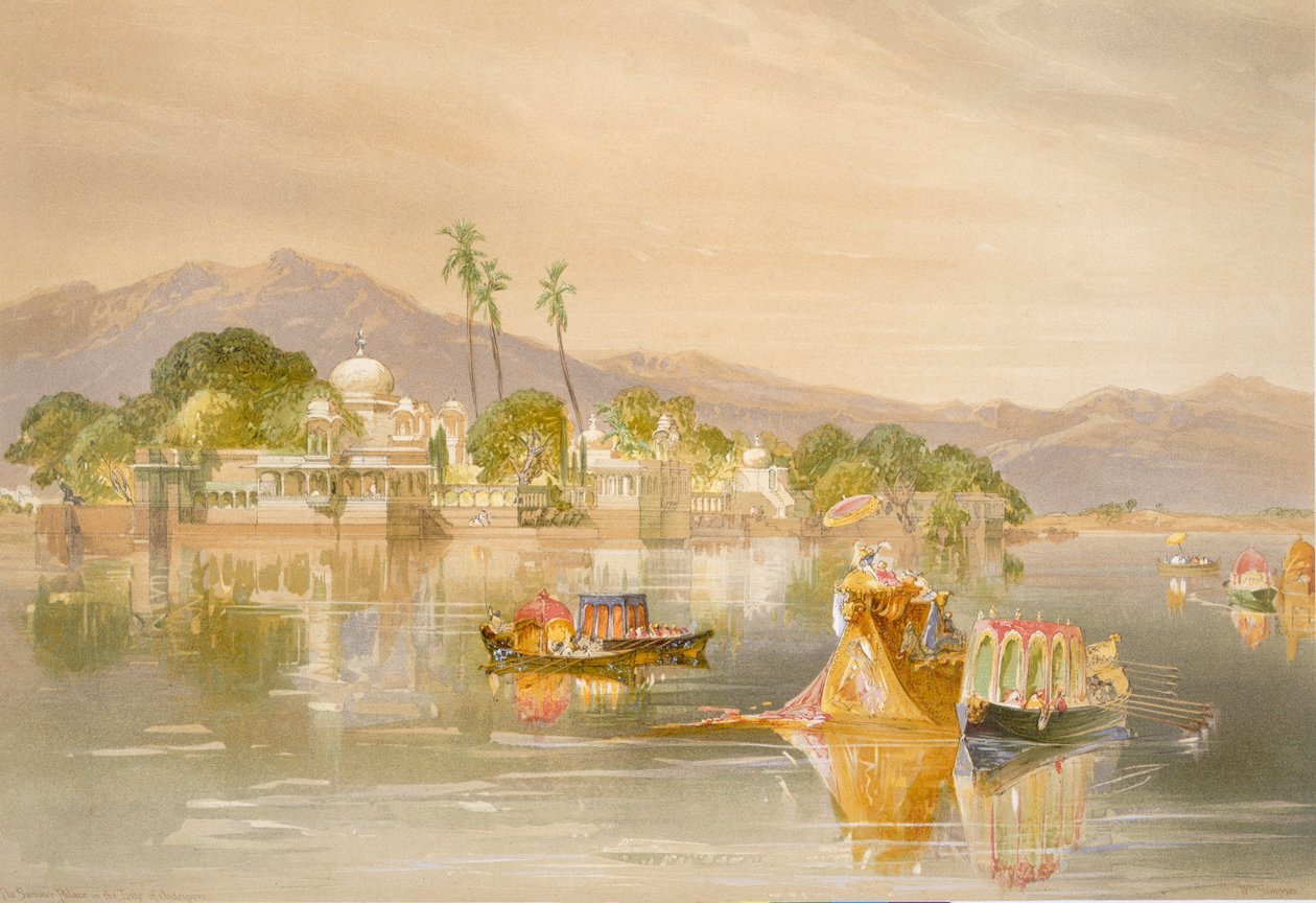 Oodypure, o Palácio Jugmunder, de &39;India Ancient and Modern&39;, 1867 de William Crimea Simpson