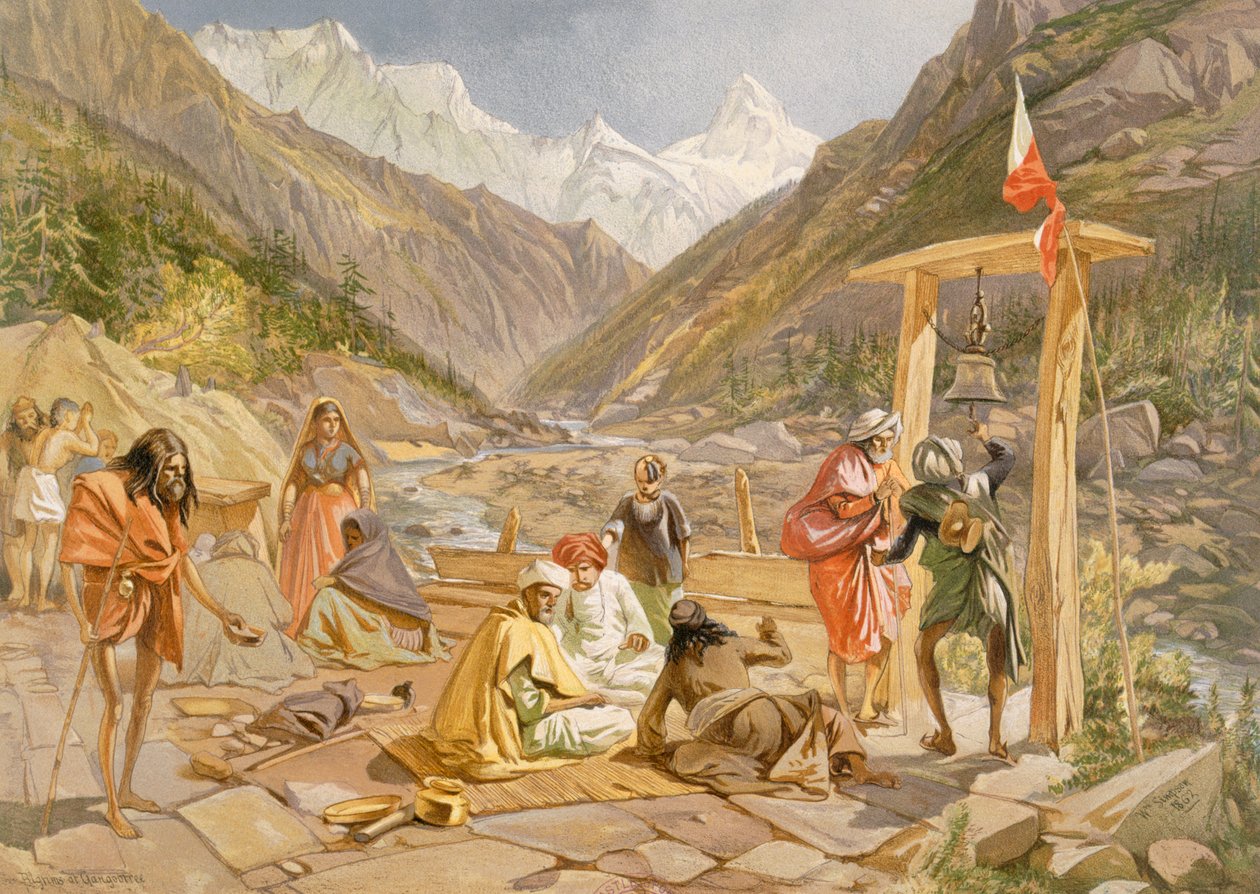 Peregrinos em Gangootree, de &39;India Ancient and Modern&39;, 1867 de William Crimea Simpson
