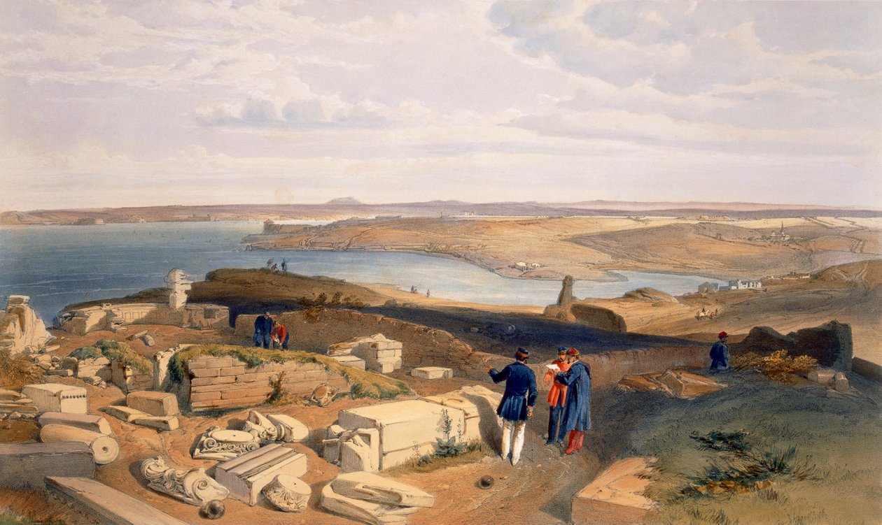Sebastopol de Old Chersonese, prato de &39;The Seat of War no Oriente&39;, pub. por Paul e Dominic Colnaghi und Co., 1856 de William Crimea Simpson