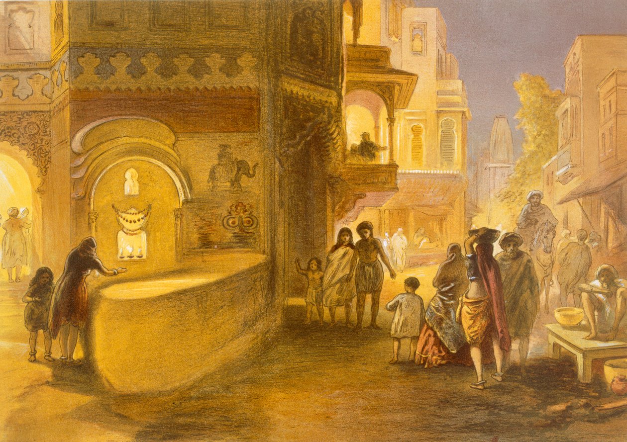 O Dewali ou Festival de Lâmpadas, de &39;India Ancient and Modern&39;, 1867 de William Crimea Simpson