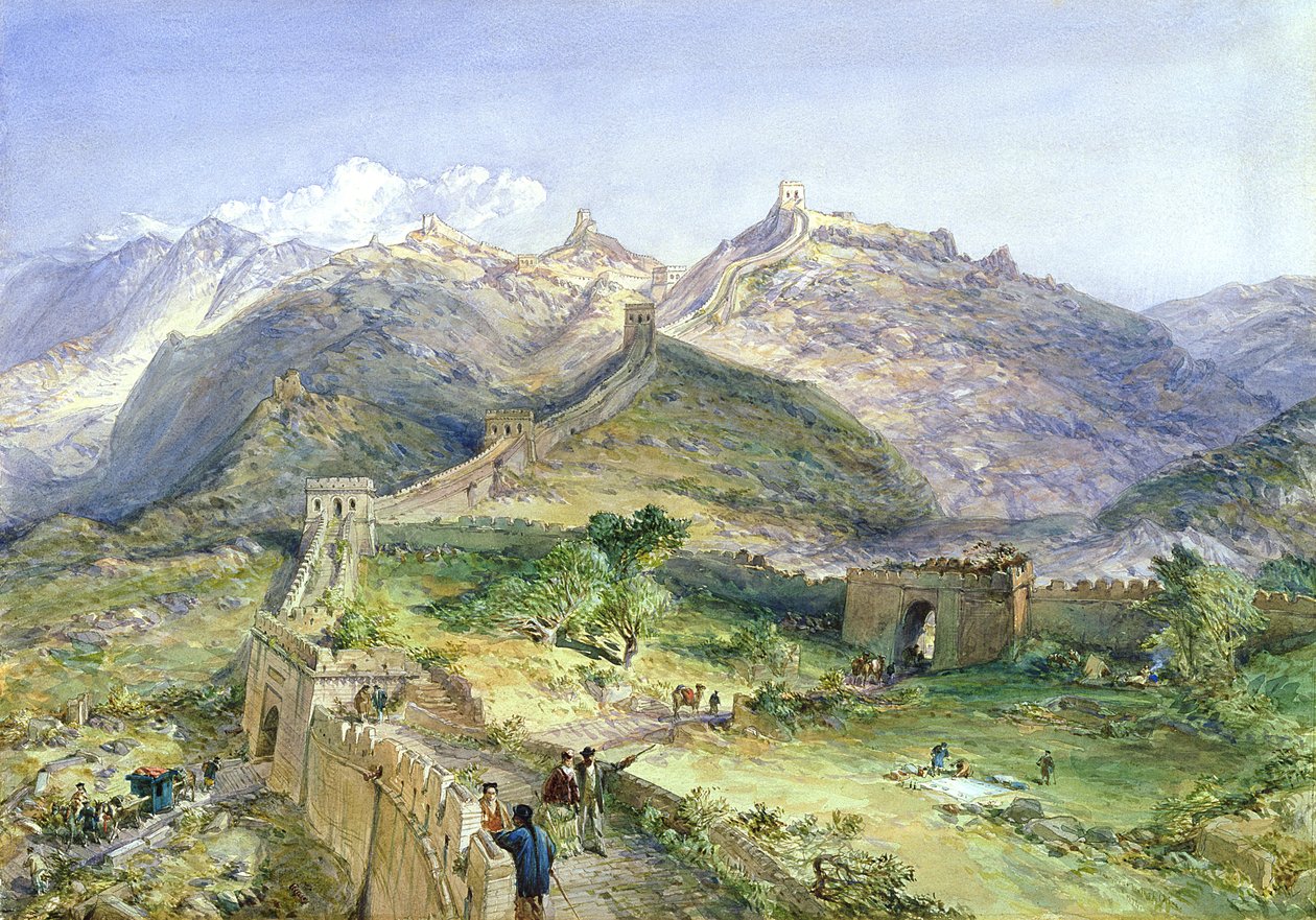 A Grande Muralha da China, 1874 (wc e lápis sobre papel) de William Crimea Simpson