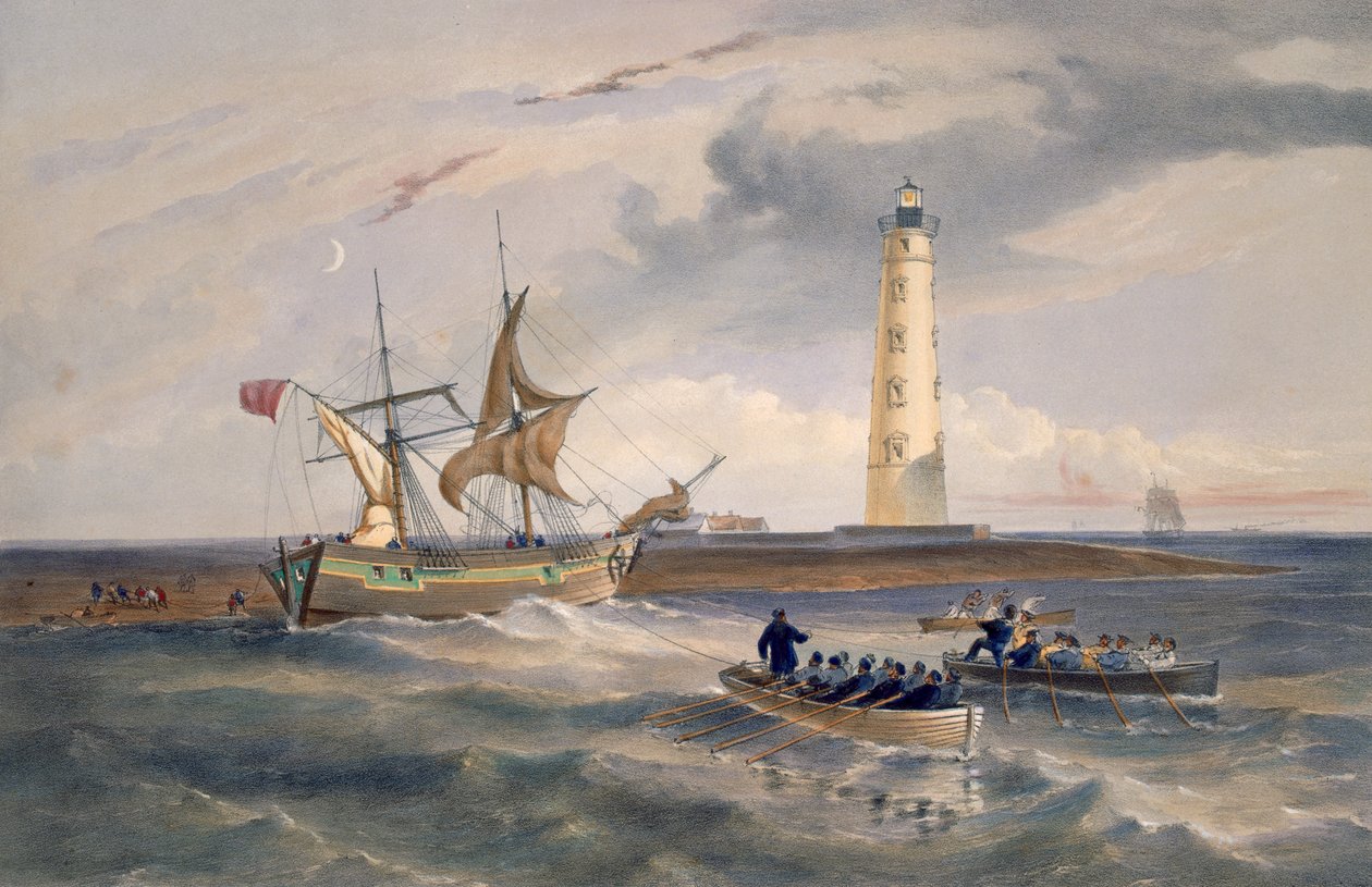 O farol no cabo Chersonese, placa de "a sede da guerra no Oriente", publicado pela Colnaghi and Co., 1856 de William Crimea Simpson