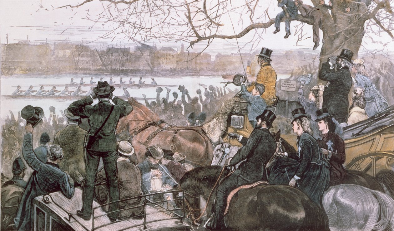 A corrida de barcos de Oxford e Cambridge, 1871 de William Crimea Simpson