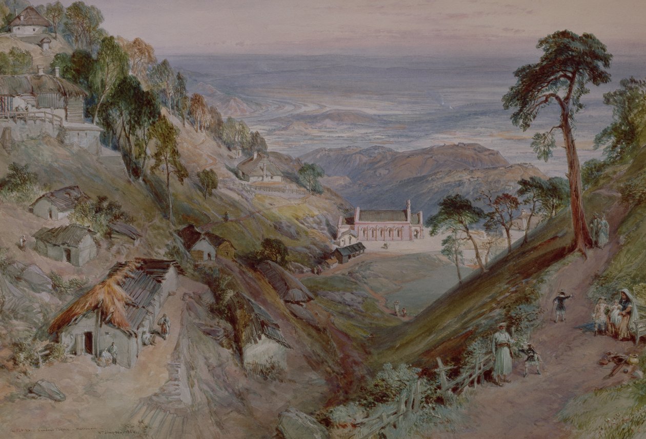 As planícies, Igreja Landour, Mussoorie, 1884 de William Crimea Simpson