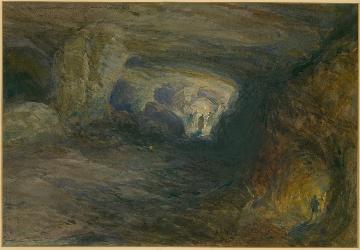 The Quarry Caverns, Jerusalém, 1869 (wc e lápis sobre papel) de William Crimea Simpson