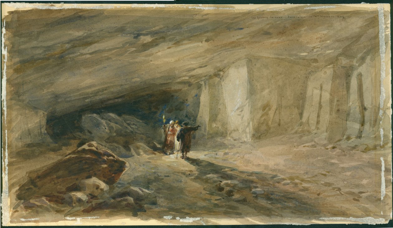The Quarry Caverns, Jerusalém, 1869 (wc e lápis sobre papel) de William Crimea Simpson