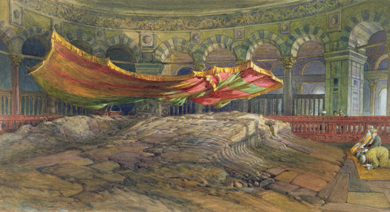 O Sakrah ou Rocha Sagrada, Jerusalém, 1876 (wc) de William Crimea Simpson