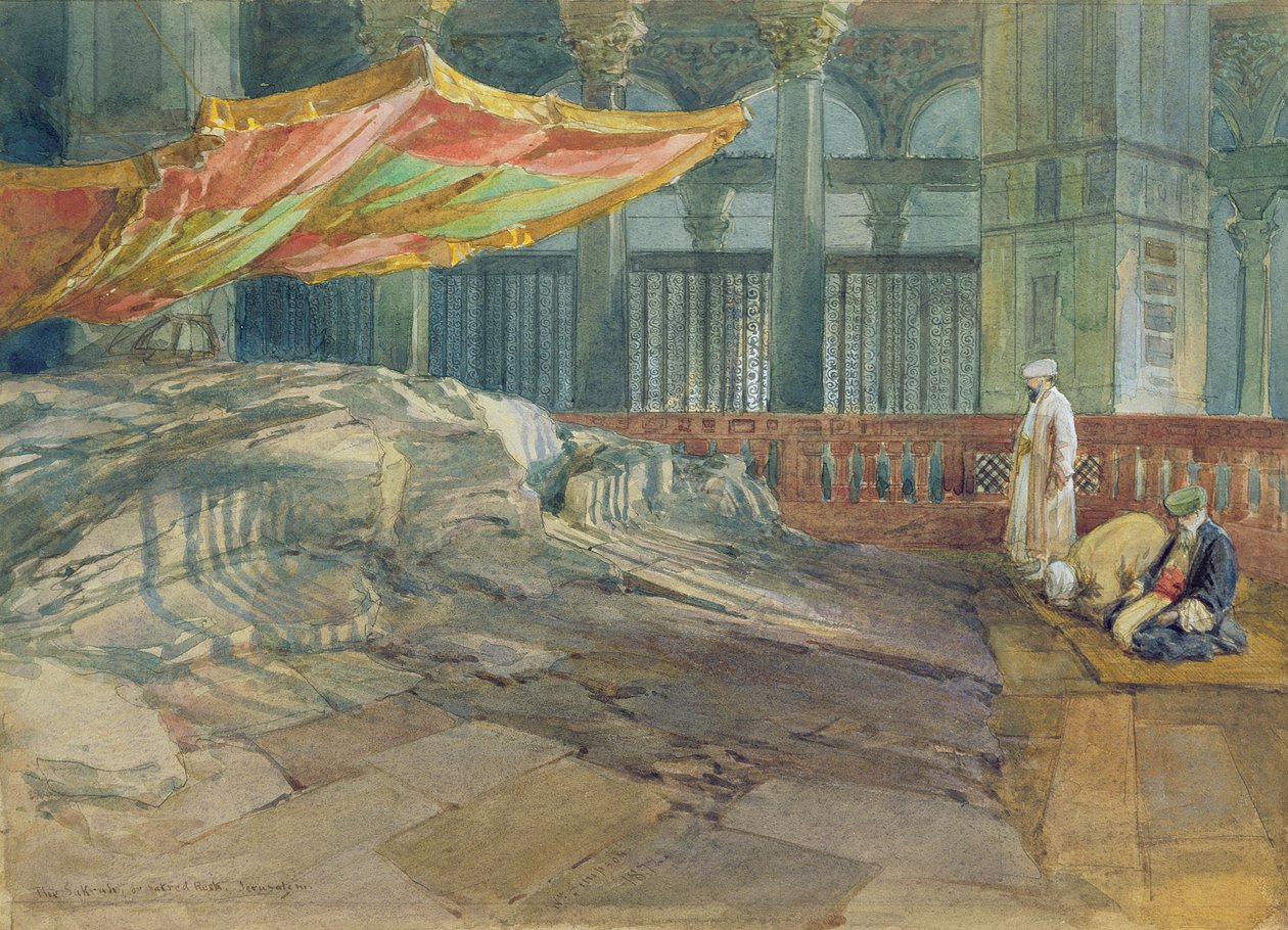 O Sakrah ou Rocha Sagrada, Jerusalém, 1879 (wc) de William Crimea Simpson