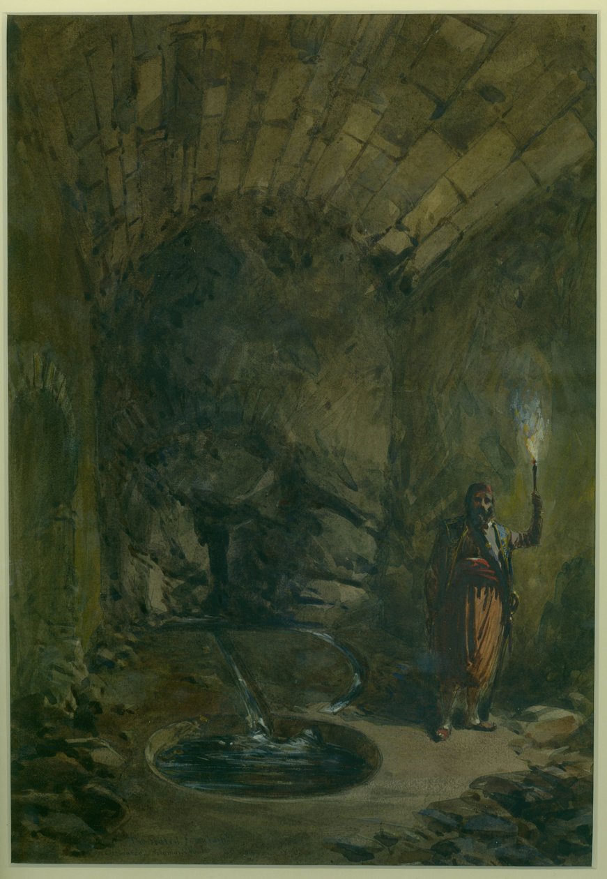 &39;Fonte Selada&39; A Fonte - Piscina de Salomão, 1870 (wc e lápis sobre papel) de William Crimea Simpson