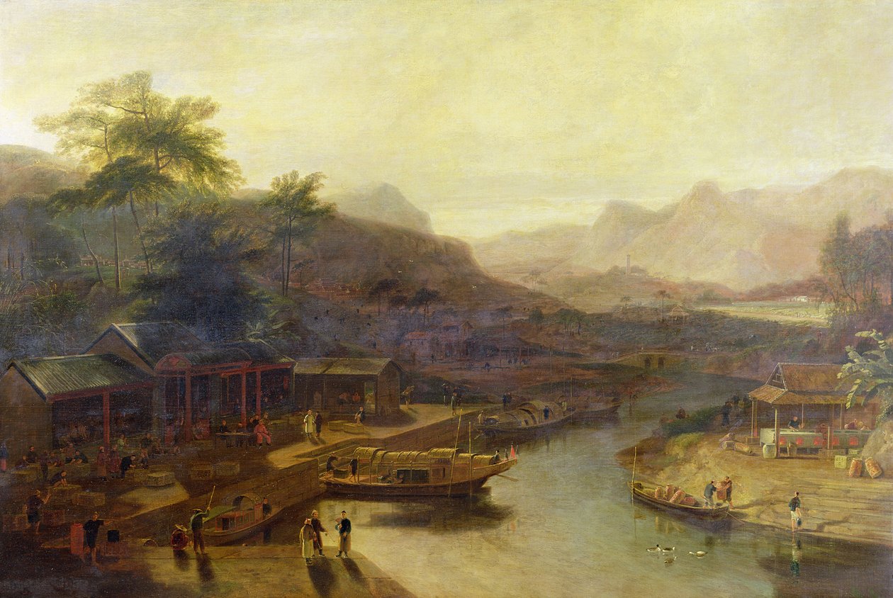 Uma visão na China: cultivando a planta de chá, c.1810 de William Daniell