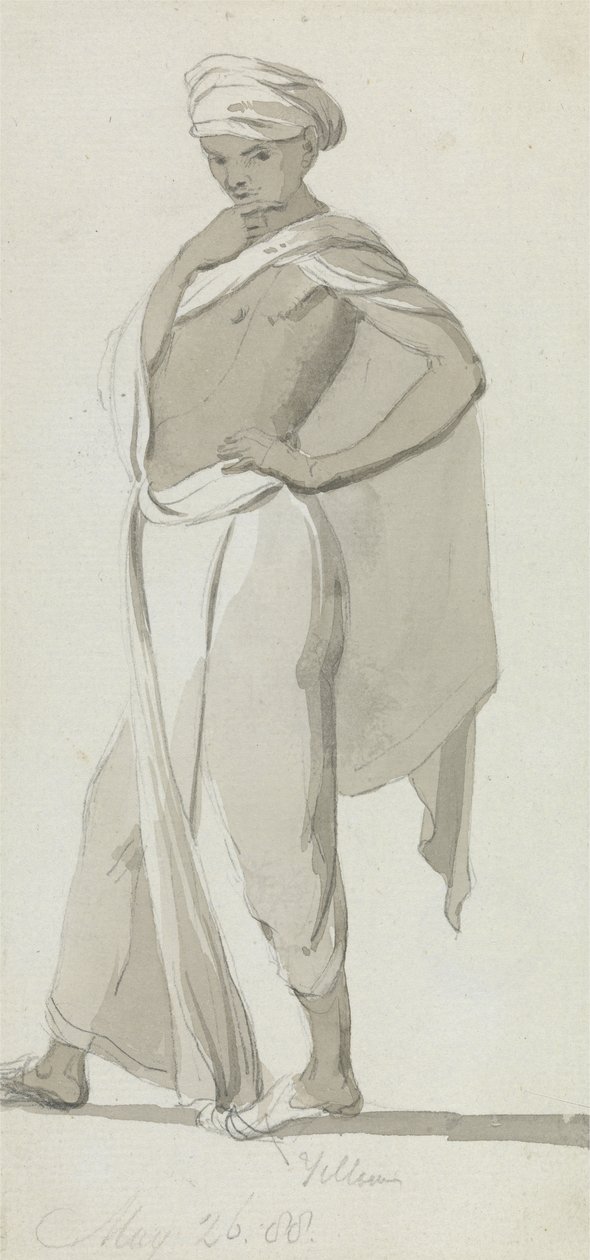 Um jovem indiano, c.1788 (lavar sobre grafite no papel) de William Daniell