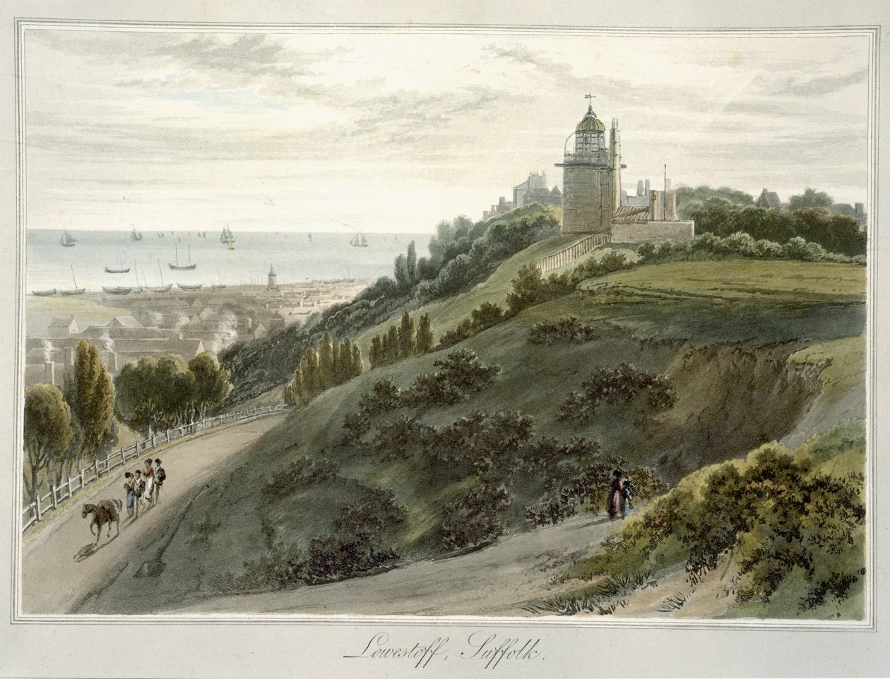Lowestoft, Suffolk, de "Uma Viagem pela Grã-Bretanha Realizada entre os Anos 1814 e 1825" (aquatinta) de William Daniell