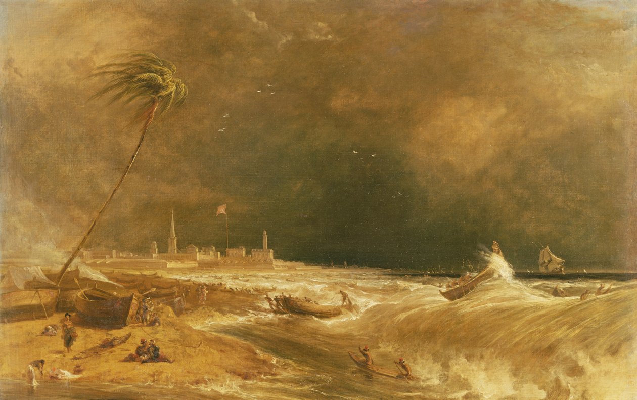 Madras, ou Fort St. George, na Baía de Bengala - A Squall Passing Off, 1833 de William Daniell