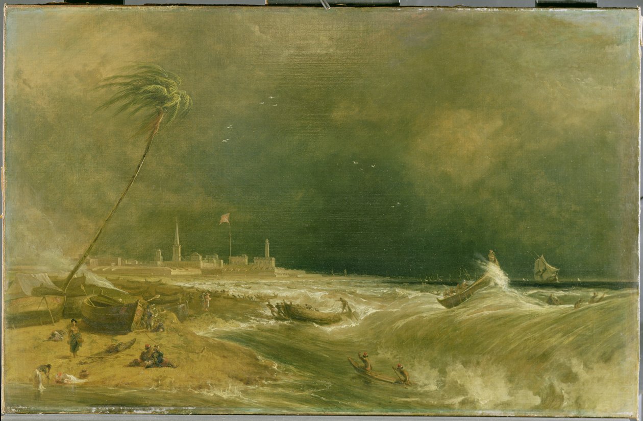 Madras, ou Fort St. George, na Baía de Bengala - A Squall Passing Off, 1833 de William Daniell