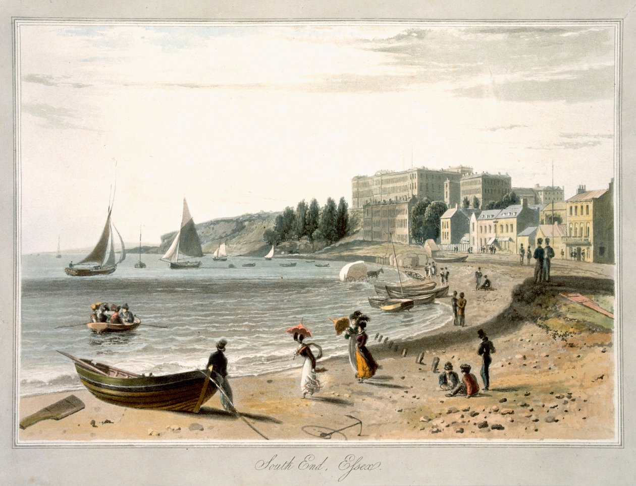 Southend, de "Uma viagem pela Grã-Bretanha realizada entre os anos de 1814 e 1825", publicada em 1829 de William Daniell
