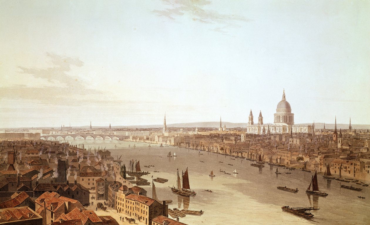 Catedral de São Paulo e a cidade, início do século XIX (aquatinta) de William Daniell