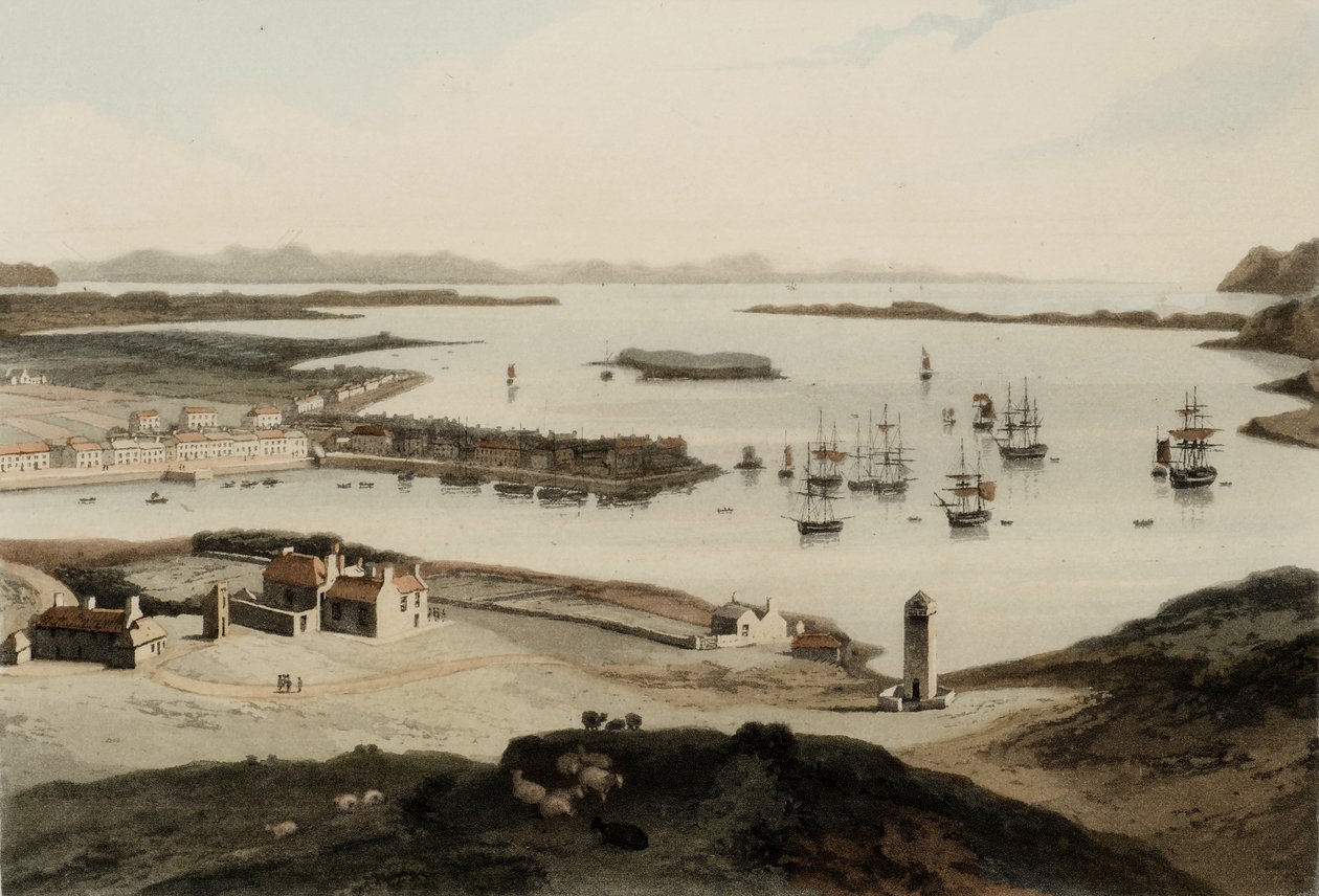 Stornaway na ilha de Lewis, publicado em 1819 de William Daniell