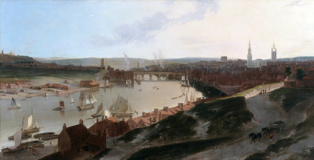 Vista, de, newcastle ann tyne, levado, de, um, moinho de vento, para, a, leste, de, st., Ann&39;s, c.1802-03 de William Daniell