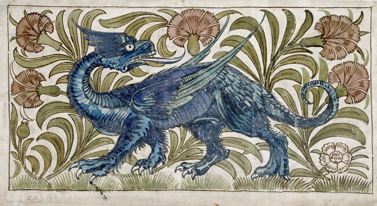 Design &39;Dragon&39; para uma telha de William de Morgan