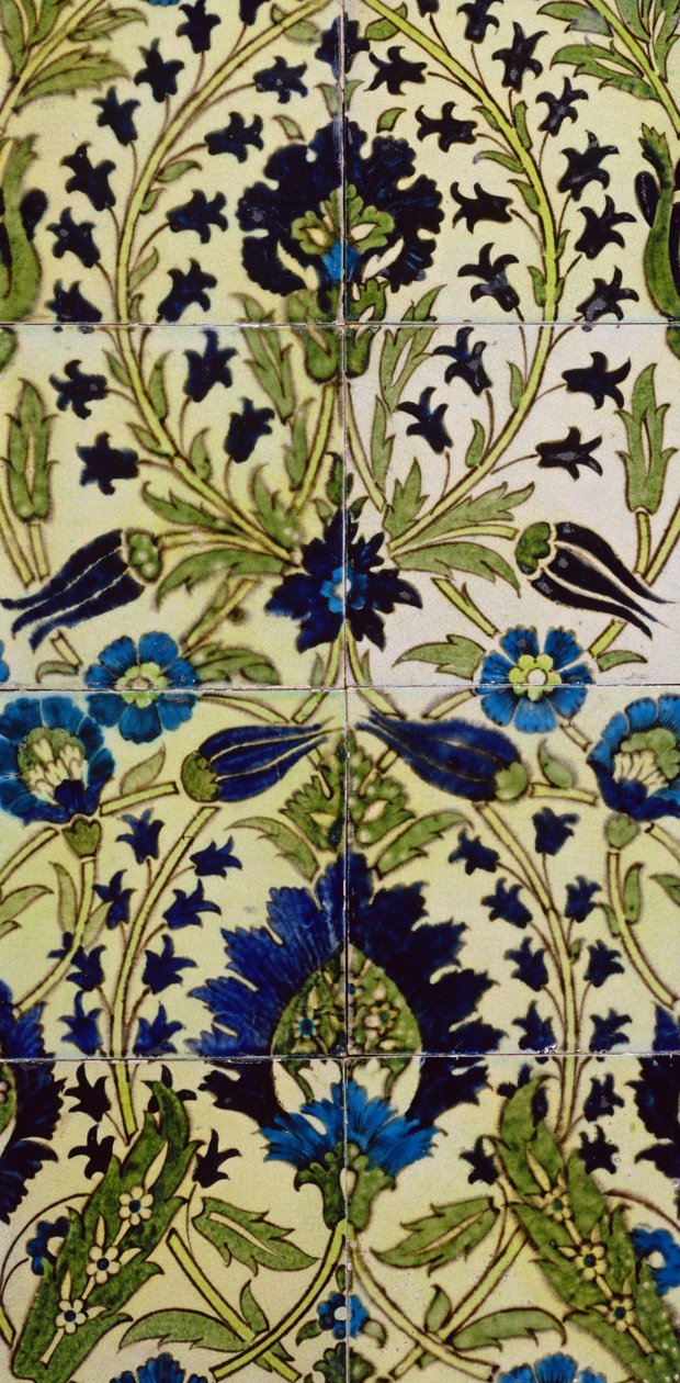 Painel de azulejos com padrão de flor persa (cerâmica) de William de Morgan