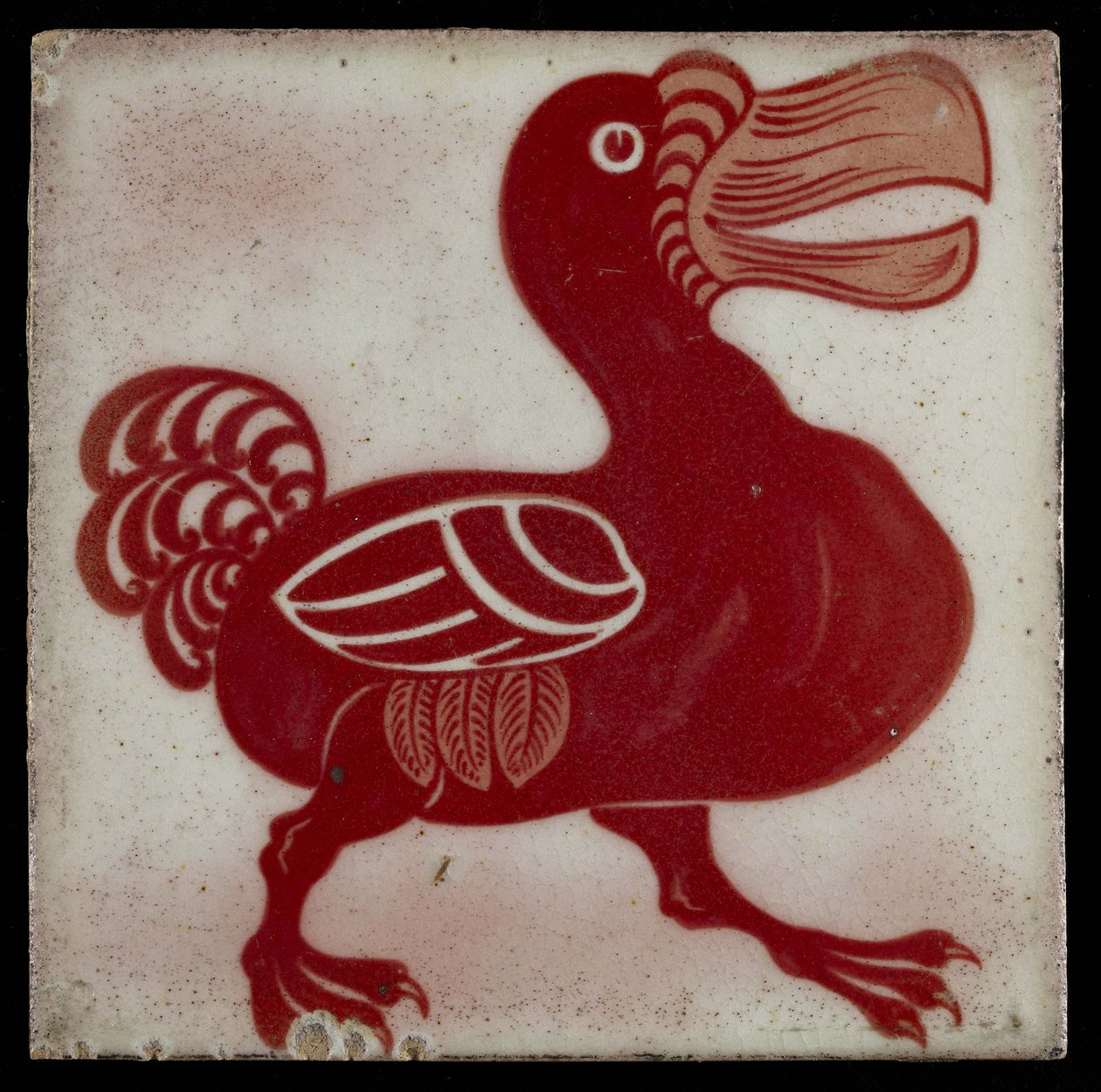 Azulejo com Dodo, 1882-1888 (vermelho e branco lustreware) de William de Morgan