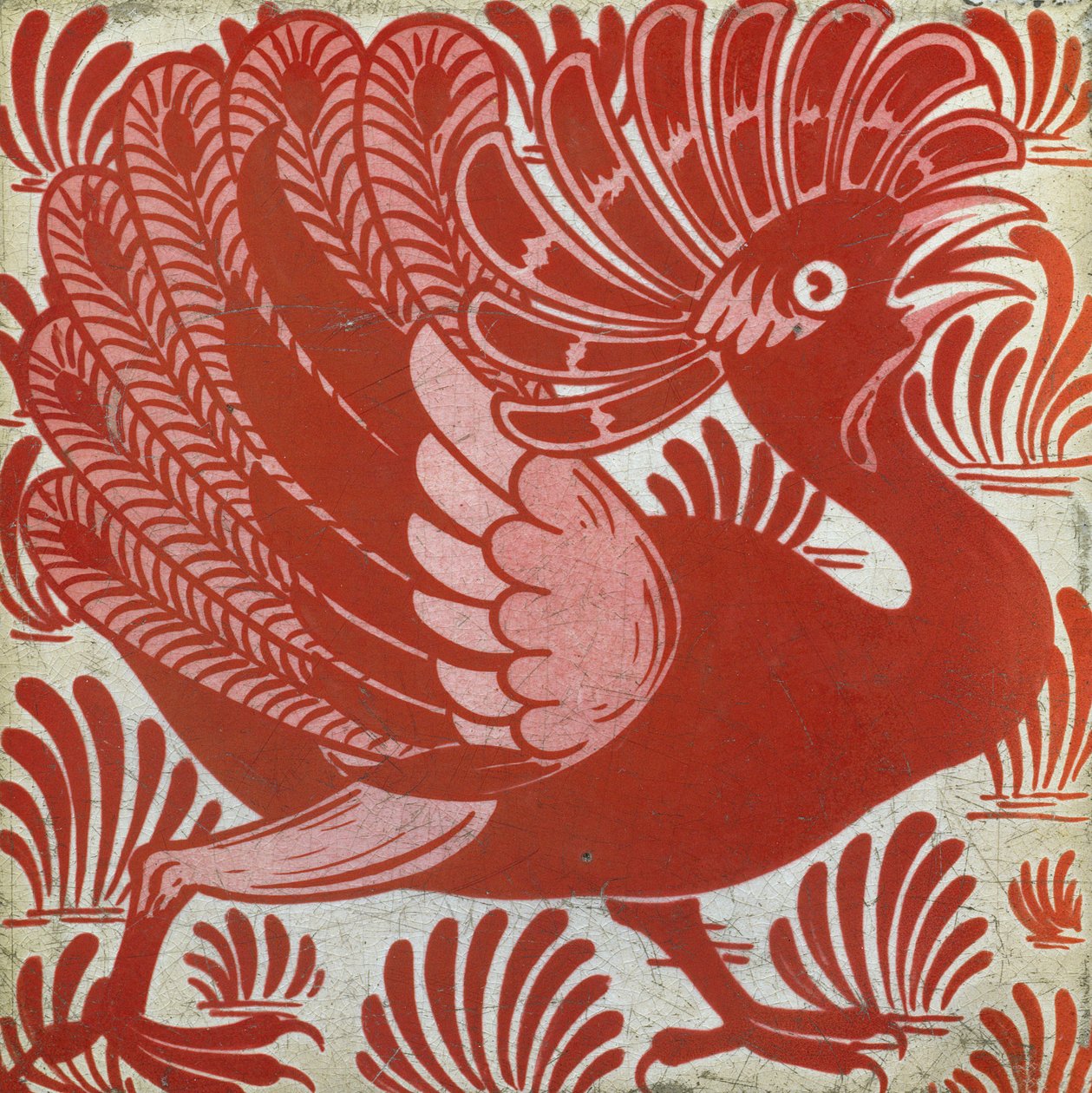 Telha com desenho de pavão (cerâmica) de William de Morgan