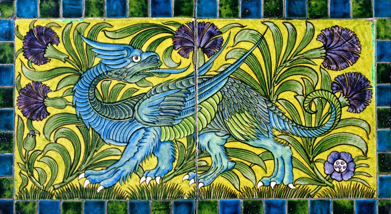 Telha com desenho de dragão (cerâmica) de William de Morgan