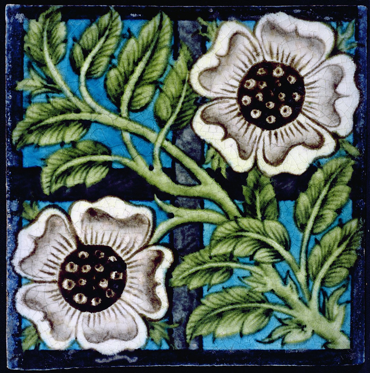 Azulejo com design floral (cerâmica) de William de Morgan