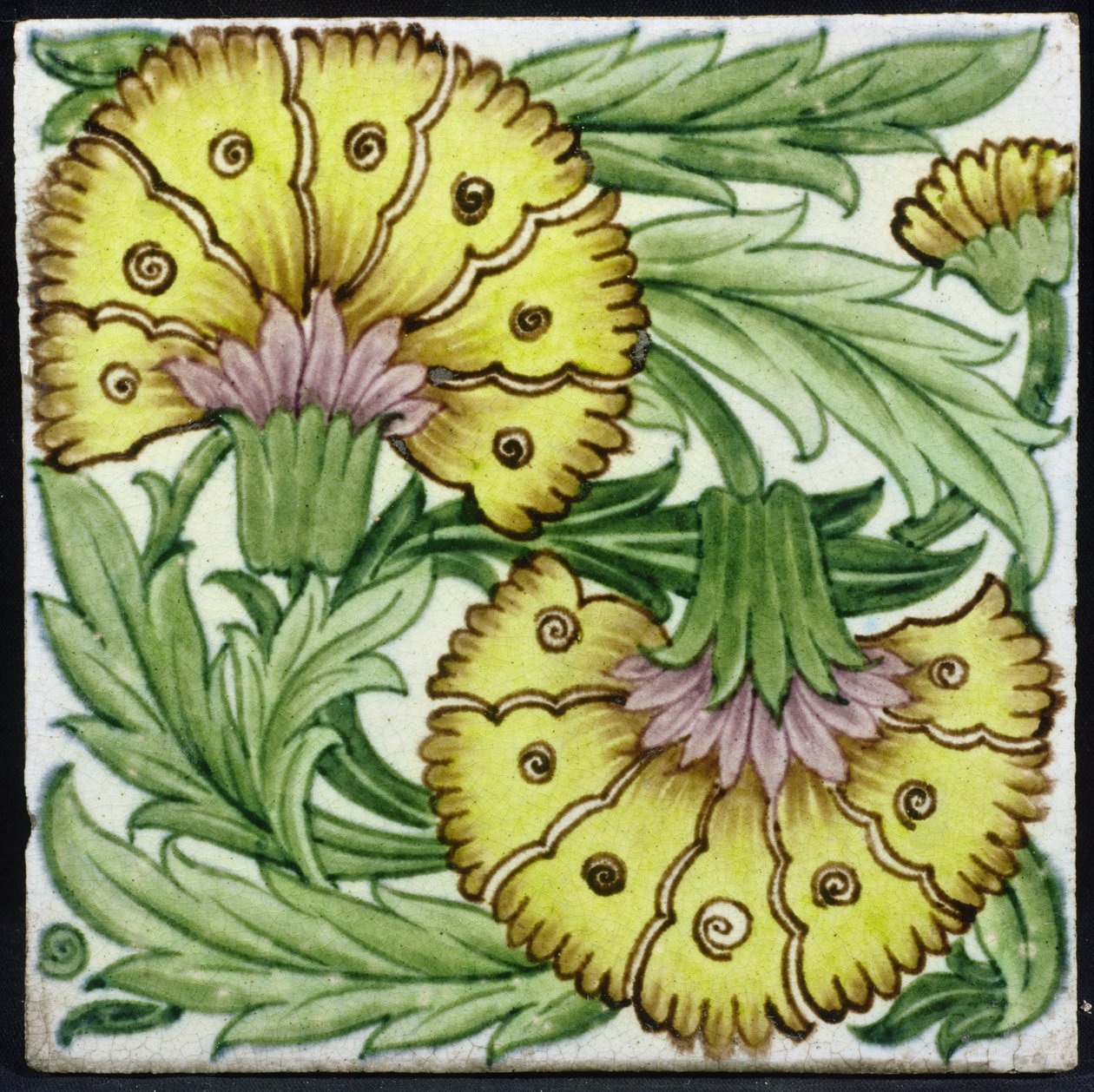 Azulejo com motivos florais (cerâmica) de William de Morgan