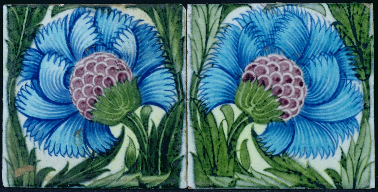 Azulejos com design floral estilo persa (cerâmica) de William de Morgan