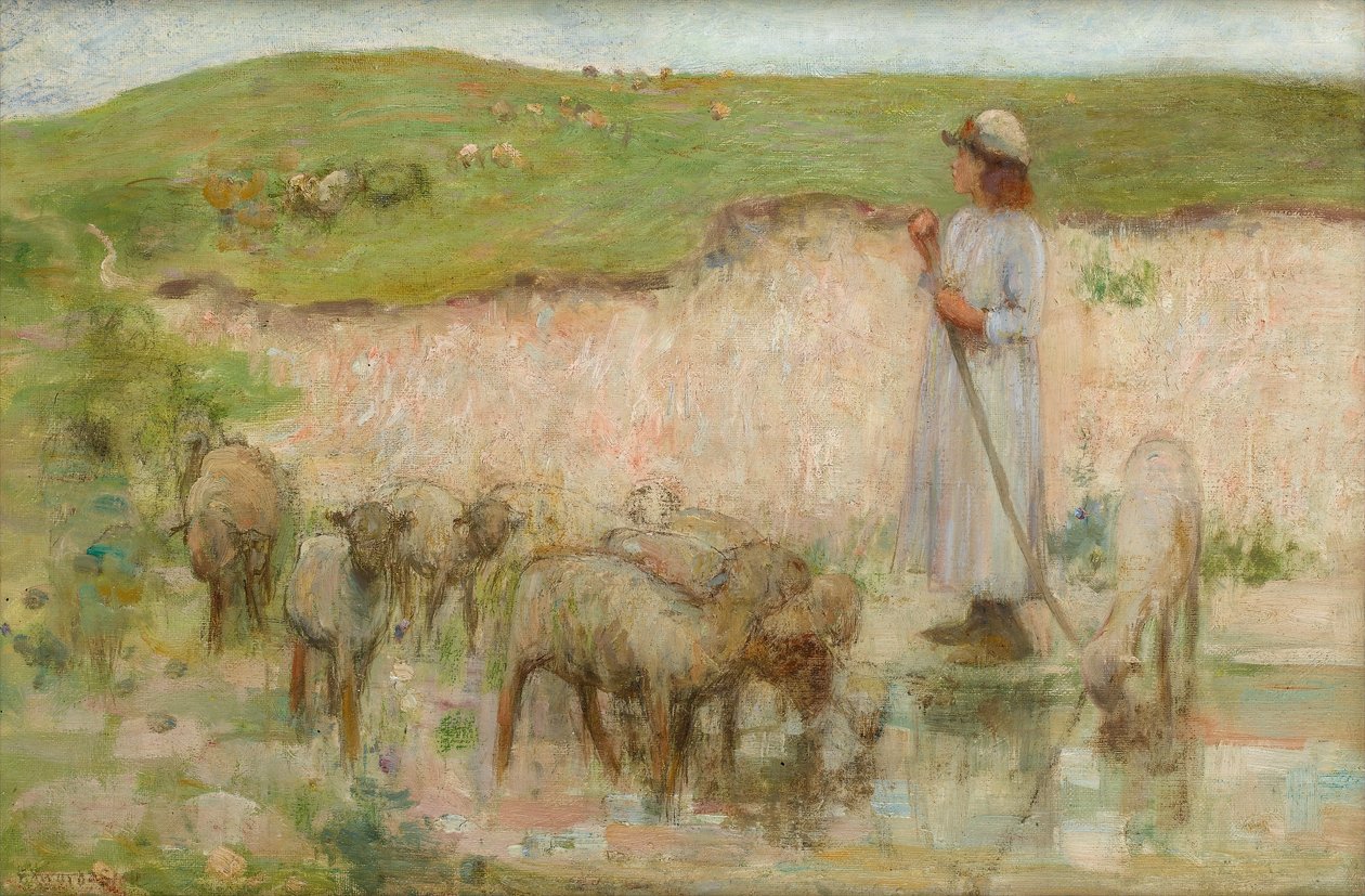 Um estudo para a associação de ovelhas em South Downs de William Edward Stott