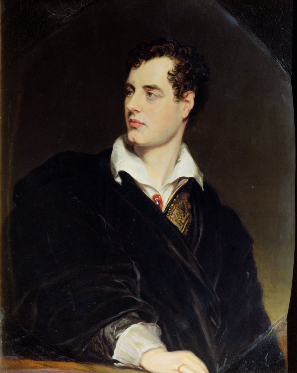 Lord Byron após um retrato pintado por Thomas Phillips em 1814 (ver 41918), 1844 (esmalte) de William Essex