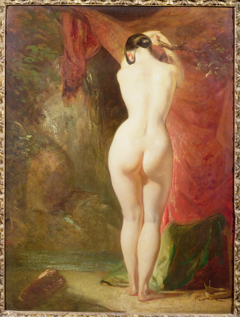 Diana de pé por uma cachoeira (painel) de William Etty