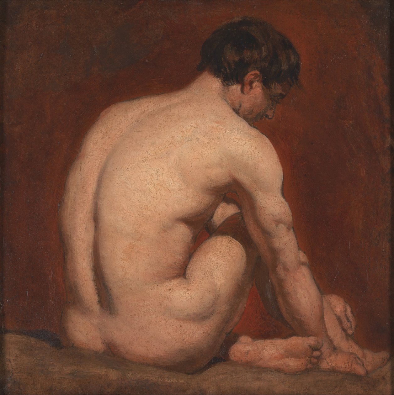 Nu masculino, ajoelhado, de costas de William Etty